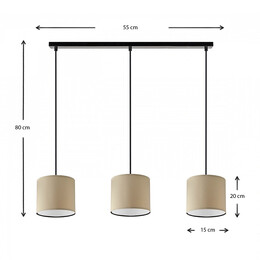 Φωτιστικό Οροφής Morris Megapap e27 Υφασμάτινο Τρίφωτο Χρώμα Καφέ 55x15x70εκ.