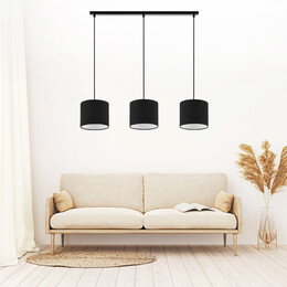 Φωτιστικό Οροφής Morris Megapap e27 Υφασμάτινο Τρίφωτο Χρώμα Μαύρο 55x15x70εκ.