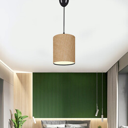 Φωτιστικό Οροφής Layla Megapap ε27 Υφασμάτινο Μονόφωτο Χρώμα Μπεζ 19x25x70εκ.