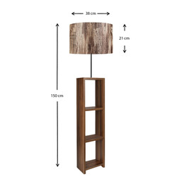 Φωτιστικό Δαπέδου Launo Megapap Υφασμάτινο Pvc/mdf Χρώμα Καφέ/καρυδί 38x38x150εκ.