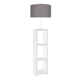 Φωτιστικό Δαπέδου Launo Megapap Υφασμάτινο Pvc/mdf Χρώμα Λευκό - Γκρι 38x38x150εκ.