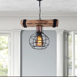 Φωτιστικό Οροφής Marit Megapap e27 Ξύλινο/μεταλλικό Μονόφωτο Καρυδί/μαύρο 30x15x60εκ.