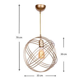 Φωτιστικό Οροφής Phillipe Megapap e27 Μεταλλικό Μονόφωτο Χρώμα Χρυσό 35x35x70εκ.