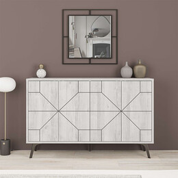 Μπουφές Μελαμίνης Dune Megapap Χρώμα Λευκό Αντικέ 123x35x77,4εκ.