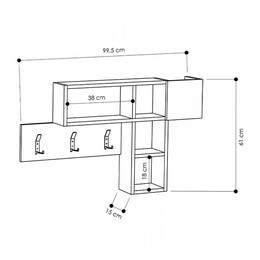 Κρεμάστρα Τοίχου Game Megapap από Μελαμίνη Χρώμα Φυσικό Οξιάς - Λευκό 99,5x15x61εκ.