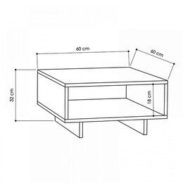Τραπεζάκι Σαλονιού Hola Megapap Μελαμίνης Χρώμα Φυσικό Οξιάς - Ανθρακί 60x60x32εκ.