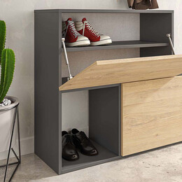 Έπιπλο Εισόδου-Παπουτσοθήκη Holdon Megapap Μελαμίνης Φυσικό Οξιάς/ανθρακί 120x36,5x87,5εκ.