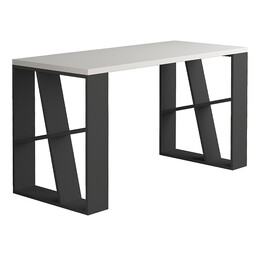 Γραφείο Εργασίας Honey Megapap από Μελαμίνη Χρώμα Λευκό - Ανθρακί 137x60x75εκ