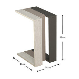 Τραπεζάκι Βοηθητικό Muju Megapap Μελαμίνης Ανοιχτή Μόκα/λευκό Αντικέ/ανθρακί 30x40x57εκ.