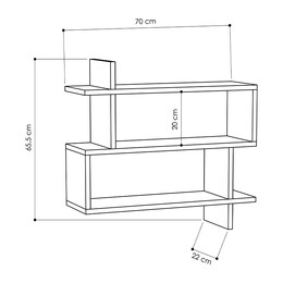 Ραφιέρα Τοίχου Paralel Megapap Μελαμίνης Χρώμα Φυσικό Οξιάς 70x22x65εκ.