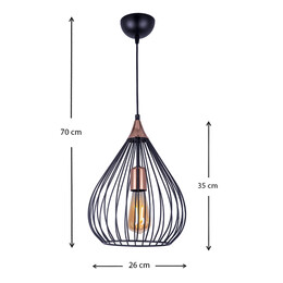 Φωτιστικό Οροφής Ariana Megapap e27 Μεταλλικό Μονόφωτο Χρώμα Μαύρο 26x26x70εκ.