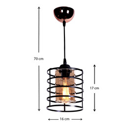 Φωτιστικό Οροφής Belta Megapap e27 Μεταλλικό Μονόφωτο Χρώμα Μαύρο 16x16x70εκ.