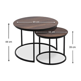 Τραπεζάκια Σαλονιού Gary Megapap mdf - Μεταλλικό Χρώμα Καρυδί 65x65x44εκ.