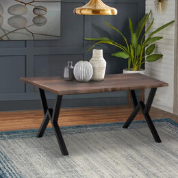 Τραπέζι Walter Megapap mdf - Μεταλλικό Χρώμα Καρυδί 140x80x75εκ.