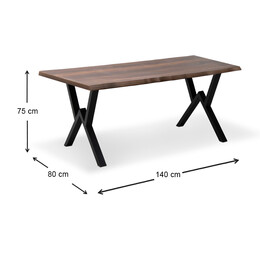 Τραπέζι Walter Megapap mdf - Μεταλλικό Χρώμα Καρυδί 140x80x75εκ.