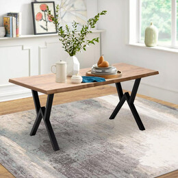 Τραπέζι Walter Megapap mdf - Μεταλλικό Χρώμα Ακακίας 160x80x75εκ.