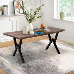 Τραπέζι Walter Megapap mdf - Μεταλλικό Χρώμα Καρυδί 160x80x75εκ.