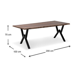 Τραπέζι Walter Megapap mdf - Μεταλλικό Χρώμα Καρυδί 200x100x75εκ.