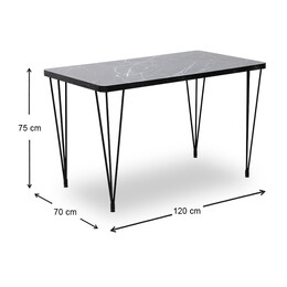 Τραπέζι Roger Megapap mdf - Μεταλλικό Χρώμα Μαύρο εφέ Μαρμάρου 120x70x75εκ.
