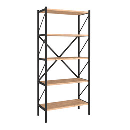 Βιβλιοθήκη Jocasta Megapap Μεταλλική - Μελαμίνης Χρώμα Pine oak 66x34x160εκ.