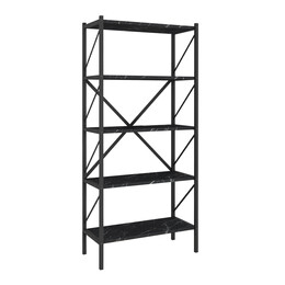 Βιβλιοθήκη Jocasta Megapap Μεταλλική - Μελαμίνης Χρώμα Μαύρο εφέ Μαρμάρου 66x34x160εκ.