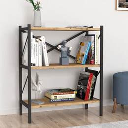Βιβλιοθήκη Jocasta Megapap Μεταλλική - Μελαμίνης Χρώμα Pine oak 66x34x85εκ.