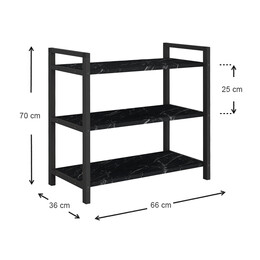 Παπουτσοθήκη Navari Megapap 9 Ζευγών Μεταλλική - Μελαμίνης Χρώμα Μαύρο εφέ Μαρμάρου 66x36x70εκ.