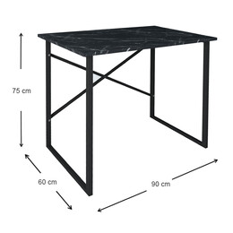 Γραφείο Εργασίας Rilke Megapap Μεταλλικό - Μελαμίνης Χρώμα Μαύρο εφέ Μαρμάρου 90x60x75εκ.