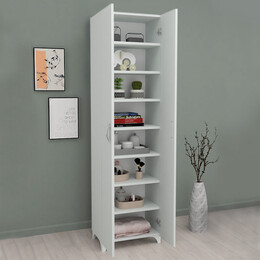 Ντουλάπα - Παπουτσοθήκη Μελαμίνης Lilly Megapap Χρώμα Λευκό 49x32x178εκ.