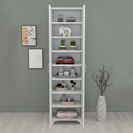 Ντουλάπα - Παπουτσοθήκη Μελαμίνης Lilly Megapap Χρώμα Λευκό 49x32x178εκ.