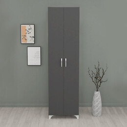 Ντουλάπα - Παπουτσοθήκη Μελαμίνης Lilly Megapap Χρώμα Ανθρακί 49x32x178εκ.