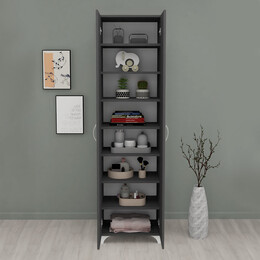 Ντουλάπα - Παπουτσοθήκη Μελαμίνης Lilly Megapap Χρώμα Ανθρακί 49x32x178εκ.