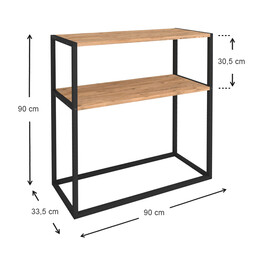 Κονσόλα Castel Megapap Μεταλλική - Μελαμίνης Χρώμα Μαύρο - Pine oak 90x33,5x90εκ.