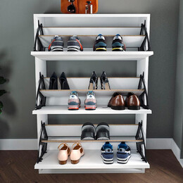 Παπουτσοθήκη Μελαμίνης Nave Megapap 18 Ζευγών Χρώμα Λευκό 73,6x24x110εκ.