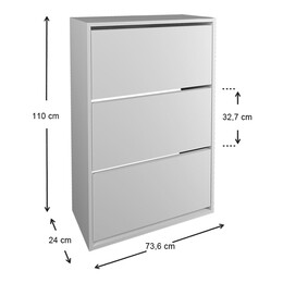 Παπουτσοθήκη Μελαμίνης Nave Megapap 18 Ζευγών Χρώμα Λευκό 73,6x24x110εκ.