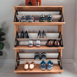 Παπουτσοθήκη Μελαμίνης Nave Megapap 18 Ζευγών Χρώμα Pine oak 73,6x24x110εκ.