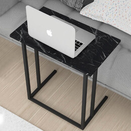 Βοηθητικό Τραπεζάκι Jango Megapap Μεταλλικό - Μελαμίνης Χρώμα Μαύρο εφέ Μαρμάρου 60x35,5x65,5εκ.