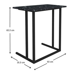 Βοηθητικό Τραπεζάκι Jango Megapap Μεταλλικό - Μελαμίνης Χρώμα Μαύρο εφέ Μαρμάρου 60x35,5x65,5εκ.