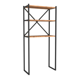 Έπιπλο Πλυντηρίου Mindy Megapap Μεταλλικό - Μελαμίνης Χρώμα Μαύρο - Pine oak 66x34x160εκ.