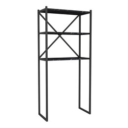 Έπιπλο Πλυντηρίου Mindy Megapap Μεταλλικό - Μελαμίνης Χρώμα Μαύρο εφέ Μαρμάρου 66x34x160εκ.