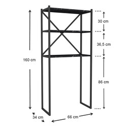 Έπιπλο Πλυντηρίου Mindy Megapap Μεταλλικό - Μελαμίνης Χρώμα Μαύρο εφέ Μαρμάρου 66x34x160εκ.
