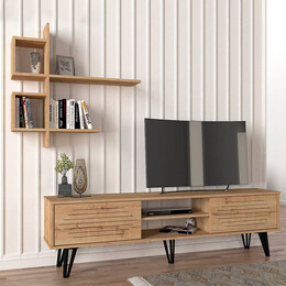 Σύνθεση Τηλεόρασης Salerno Megapap από Μελαμίνη Χρώμα Sapphire oak 180x35x51εκ.