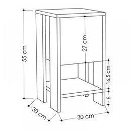 Κομοδίνο Μελαμίνης ema Megapap Χρώμα Λευκό 30x30x55εκ.