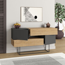 Μπουφές Eros Megapap από Μελαμίνη Φυσικό Οξιάς - Ανθρακί 145x40x82εκ.