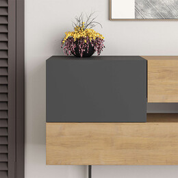 Μπουφές Eros Megapap από Μελαμίνη Φυσικό Οξιάς - Ανθρακί 145x40x82εκ.