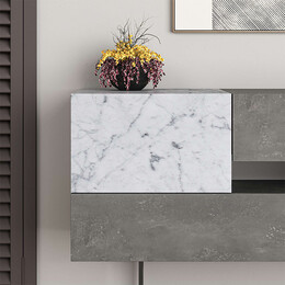 Μπουφές Eros Megapap από Μελαμίνη Γκρι Ρετρό - Λευκό εφέ Μαρμάρου 145x40x82εκ.