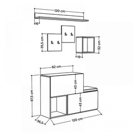 Έπιπλο Εισόδου-Παπουτσοθήκη Holdon Megapap Μελαμίνης Χρώμα Λευκό Αντικέ 120x36,5x87,5εκ.