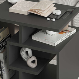 Βοηθητικό Τραπεζάκι Labirent Megapap από Μελαμίνη Χρώμα Ανθρακί 54x40x45εκ.