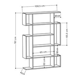 Βιβλιοθήκη Μελαμίνης Mito Megapap Χρώμα Λευκό 108x25x161εκ.