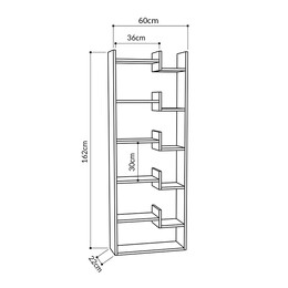 Βιβλιοθήκη Μελαμίνης Oppa Megapap Χρώμα Λευκό 60x22x162εκ.